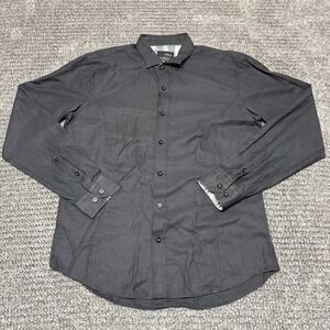 Eight X Premium Mens Button Up Shirt XL Gray Slim Fit Micro Dot Long Sleeve